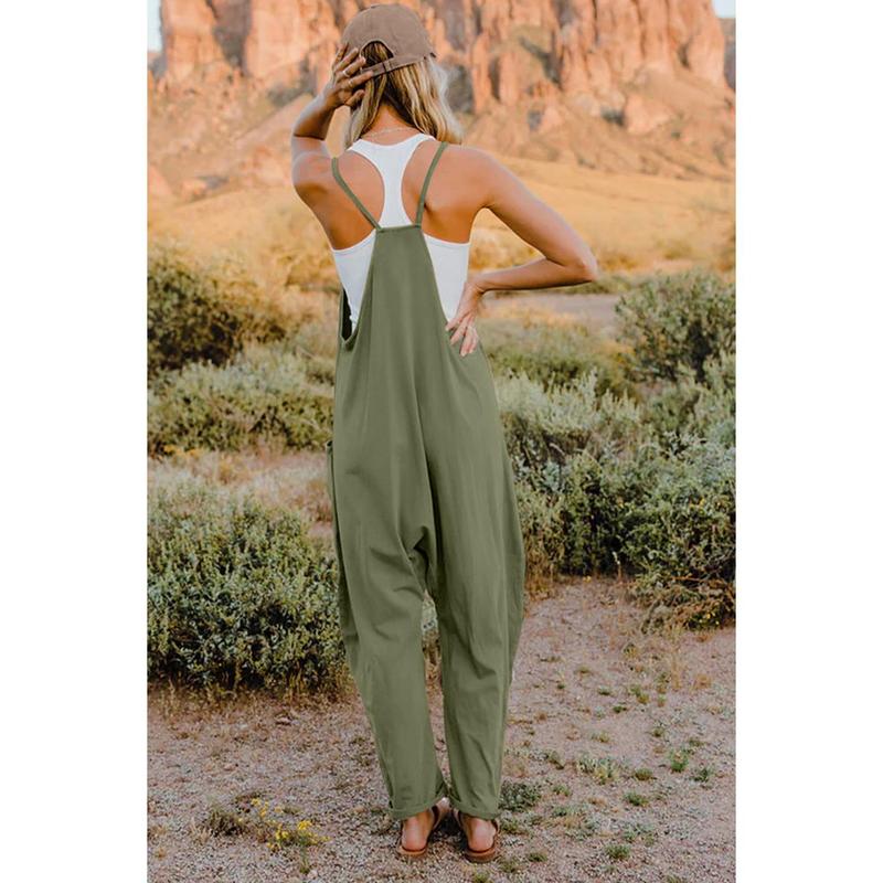 Double Take Full Size V-Neck Sleeveless Jumpsuit with Pockets Womenswear Hip