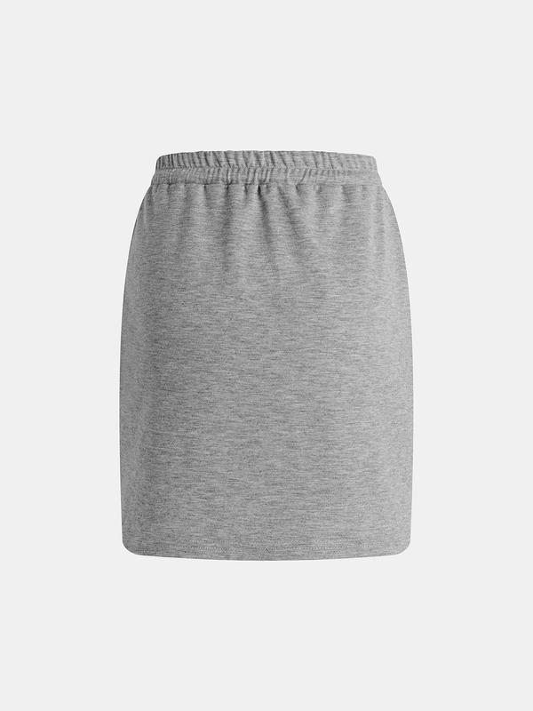 YOZY Women's Plain Drawstring Waist Skirt, Casual Solid Color Pencil Skirt for Daily Wear, Ladies Bottoms for All Seasons