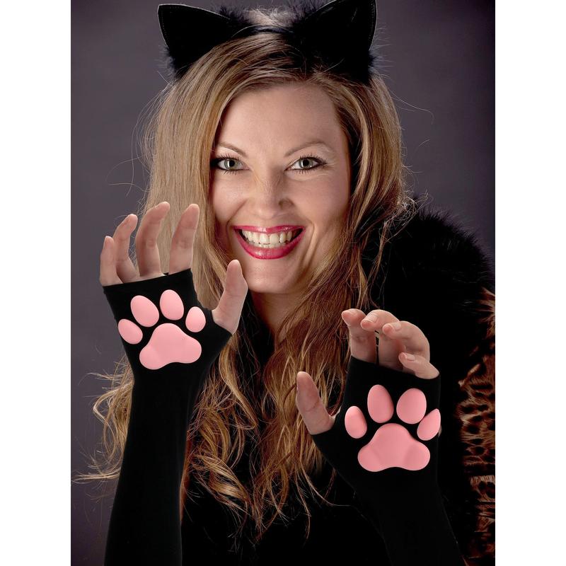 Cute Cat Paw Gloves Mittens 3D Cat Claw Pad Gloves Halloween Cat Gloves Kawaii Cosplay 3D Kitten Paw Pad Toe Beans Mittens for Women Cosplay Halloween