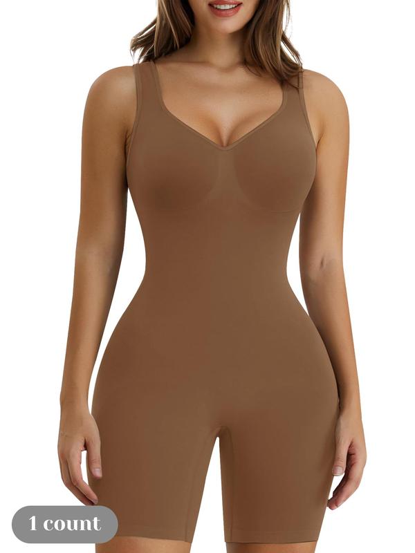 Women's Shaping Mid-Thigh Bodysuit Tummy Control Shapewear Seamless Sculpting Body Shapwear Christmas