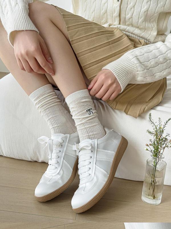 Women's Bow Embroidery Bow Over The Calf Socks, Casual Comfortable Breathable Socks for Daily Wear, Women's Socks for All Seasons