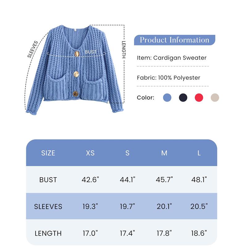 Tanming Women's Cropped Cardigan Sweater Long Sleeves Button Down Chunky Knitted Coat