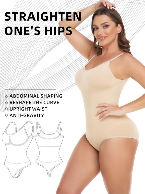 Women's Solid Adjustable Strap Shapewear Bodysuit, Casual Comfort Seamless Fajas Shapewear, Summer Wear 2024, Women's Shapewear Underwear