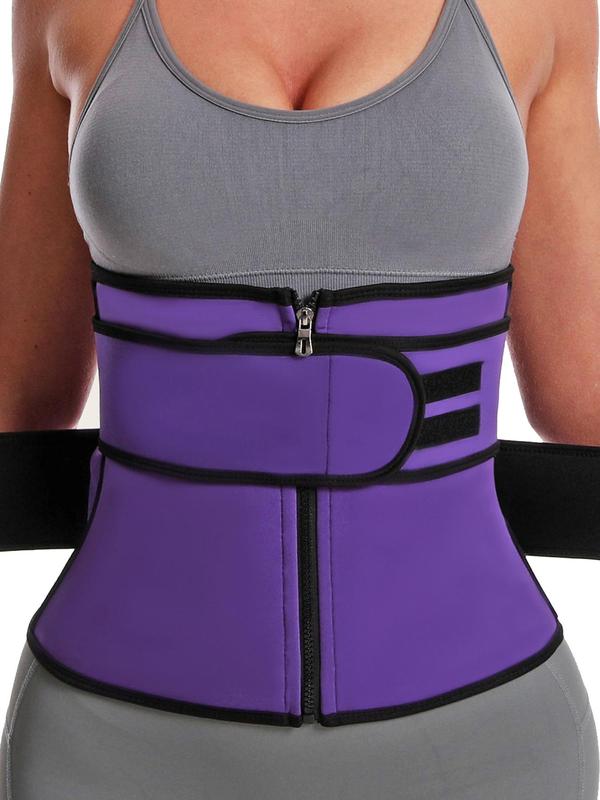 Women's Solid Zip Front Waist Trainer, Corset, Trimmer Belt, Waist Cincher, Tummy Control Shaper, Waist Trimmer, Yoga & Fitness Equipment, Shapewear Tummy Control, Please Purchase One Size Smaller