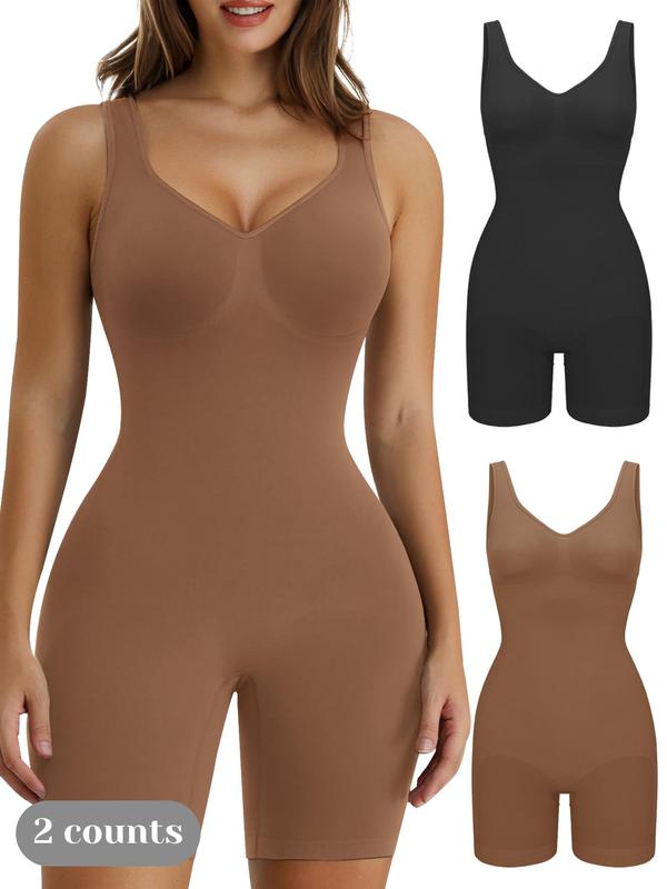 Women's Shaping Mid-Thigh Bodysuit Tummy Control Shapewear Seamless Sculpting Body Shapwear Christmas