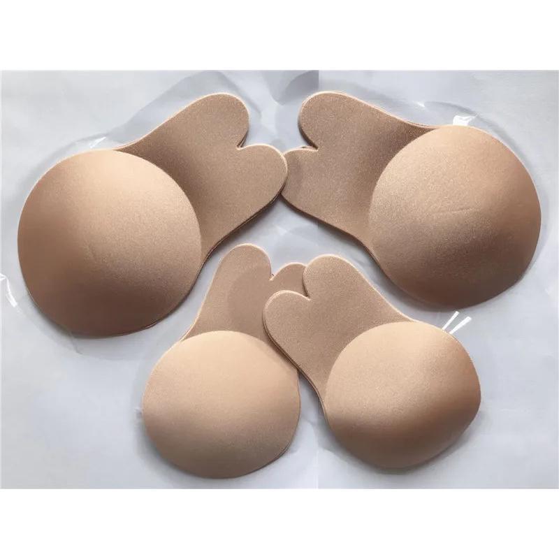 Women Push Up Bras Self Adhesive Silicone Strapless Invisible Bra Reusable Sticky Breast Lift Tape Rabbit Nipple Cover Bra Pads