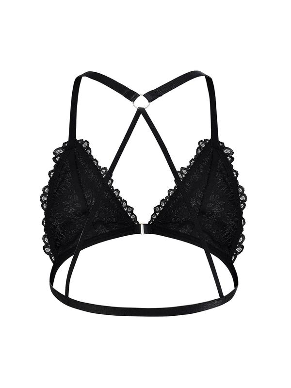  Floral Lace Push Up Bralette, Women's Removable Buckle Lace Bra, Soft Comfy Breathable Underwear for Daily Wear