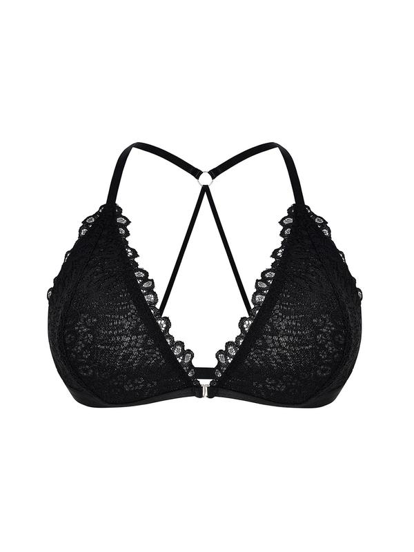  Floral Lace Push Up Bralette, Women's Removable Buckle Lace Bra, Soft Comfy Breathable Underwear for Daily Wear