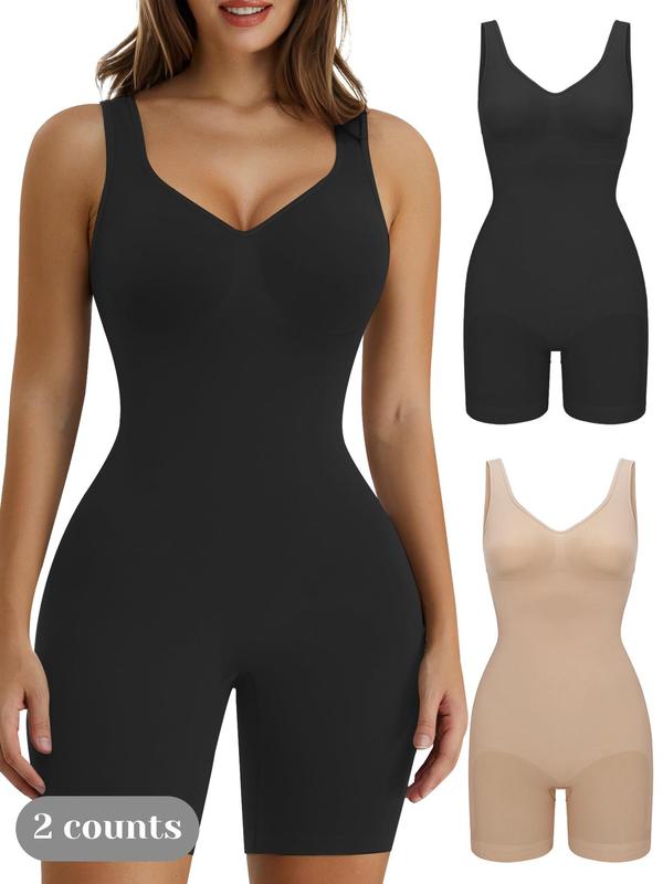 Women's Shaping Mid-Thigh Bodysuit Tummy Control Shapewear Seamless Sculpting Body Shapwear Christmas