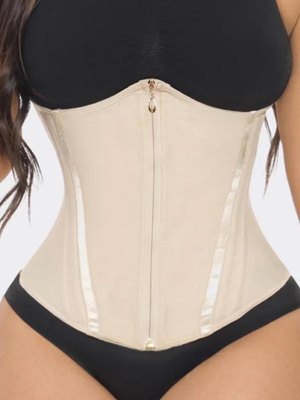 Women's Solid Zipper Front Waist Trainer, High Stretch Tummy Control Shaper, Tummy Tuck Shaper for Postpartum Recovery, Waist Trainer Shaper, Women's Shapewear for Daily Wear