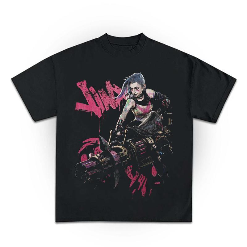 Arcane Shirt Jinx Gatting Gun T-shirt League Of Legend Sweatshirt Arcane Movie Hoodie Trending Tee Gift For Fans Men Women