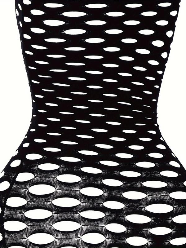 Women's Cut Out Off Shoulder Bodycon Dress, Hot Sexy Seductive Fishnet Hollow Out Black Sexy Dress, Sexy Fashion Solid Color Hollow Out Dress for Party Club Dating Wear, Women Dress for All Seasons