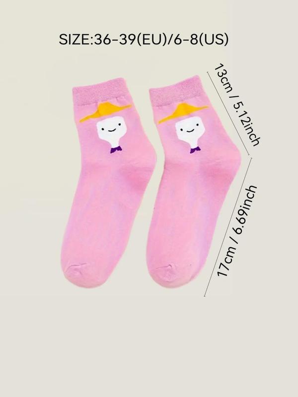 Women's Cartoon Adventure Time Print Mid-calf Socks, 10 Pairs Cute Comfortable Breathable Socks for Daily Wear, Women's Socks for All Seasons