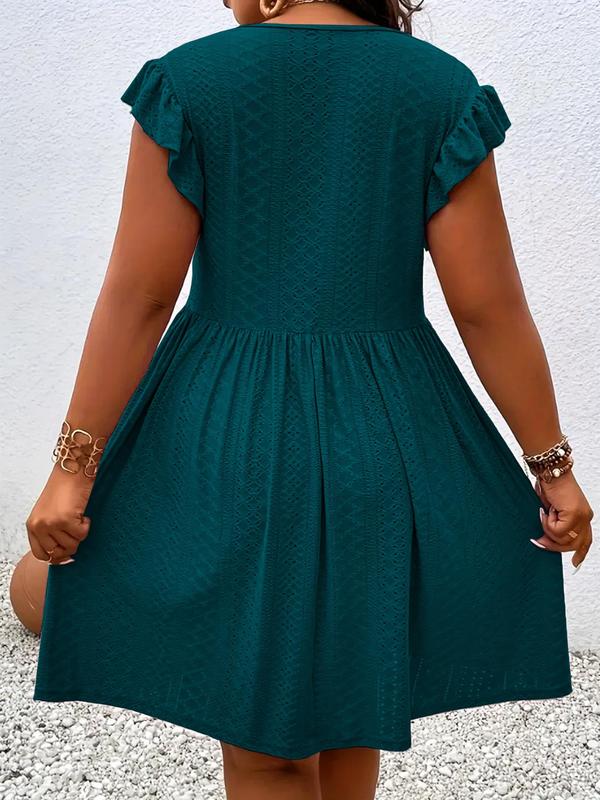  Criss Cross Eyelet Embroidery Butterfly Sleeve Dresses for Women, Fall Outfits, Elegant V Neck Cap Sleeve A Line Dress for Fall, Birthday Dresses 2024, Dresses for Women, Women's Clothes for Daily Wear