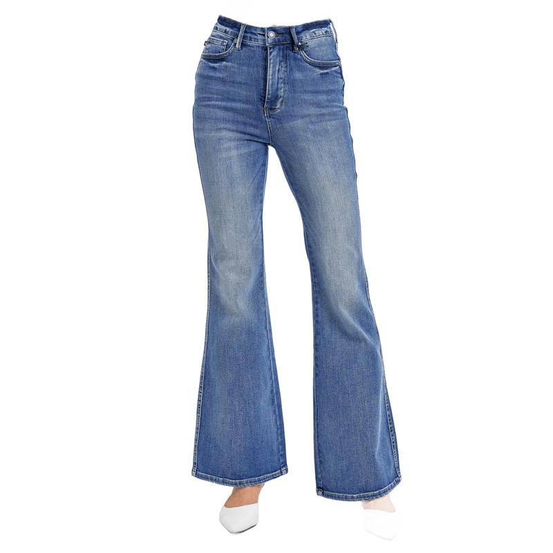 JUDY BLUE HI WAIST TUMMY CONTROL CONTRAST WASH FLARE JEANS