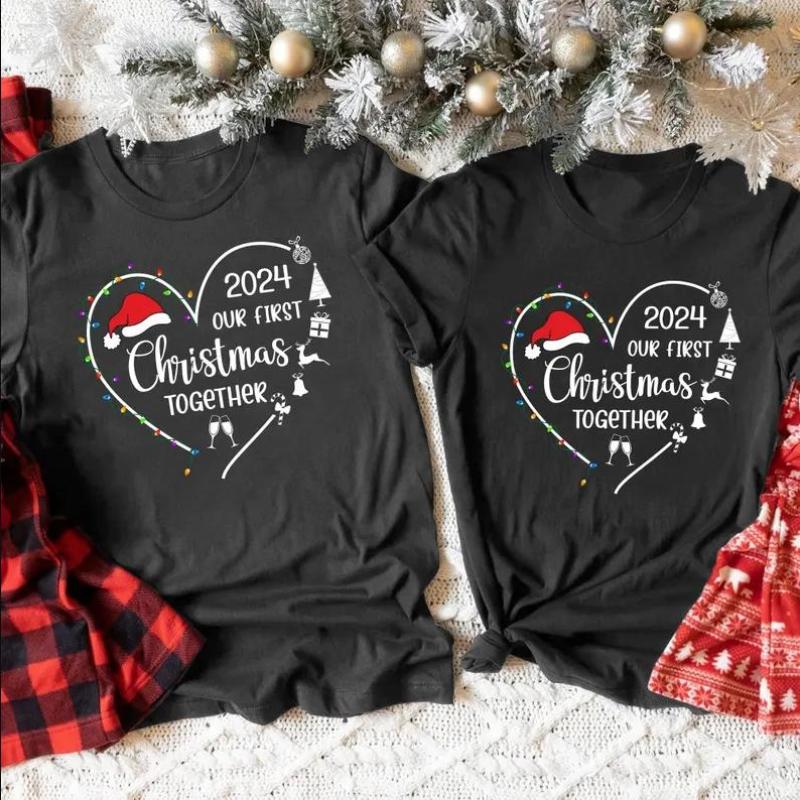 Our First Christmas Couple Shirts, Funny Christmas Shirt Set, Couples Matching Christmas Tshirts, Matching Couple Pajamas Shirt, Sweatshirt, Hoodie