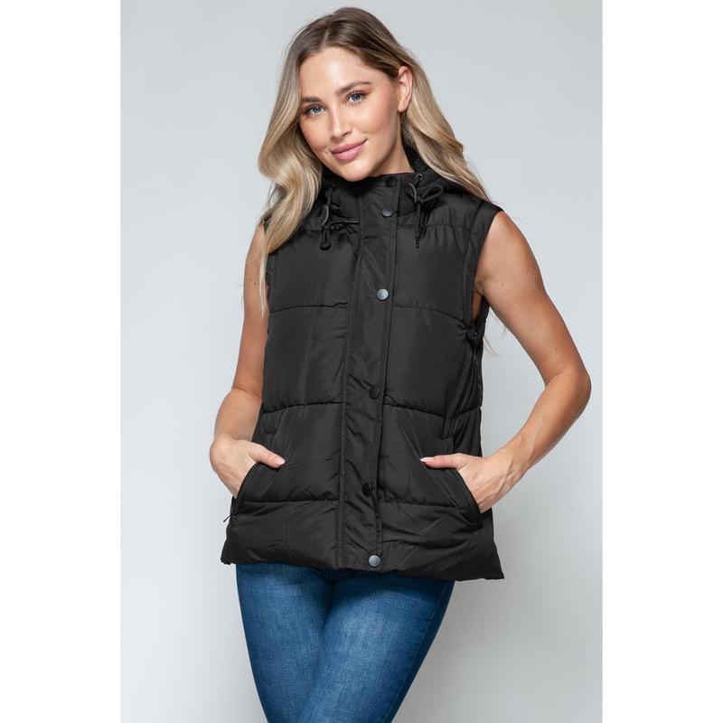 Snobbish Snap and Zip Closure Hooded Vest