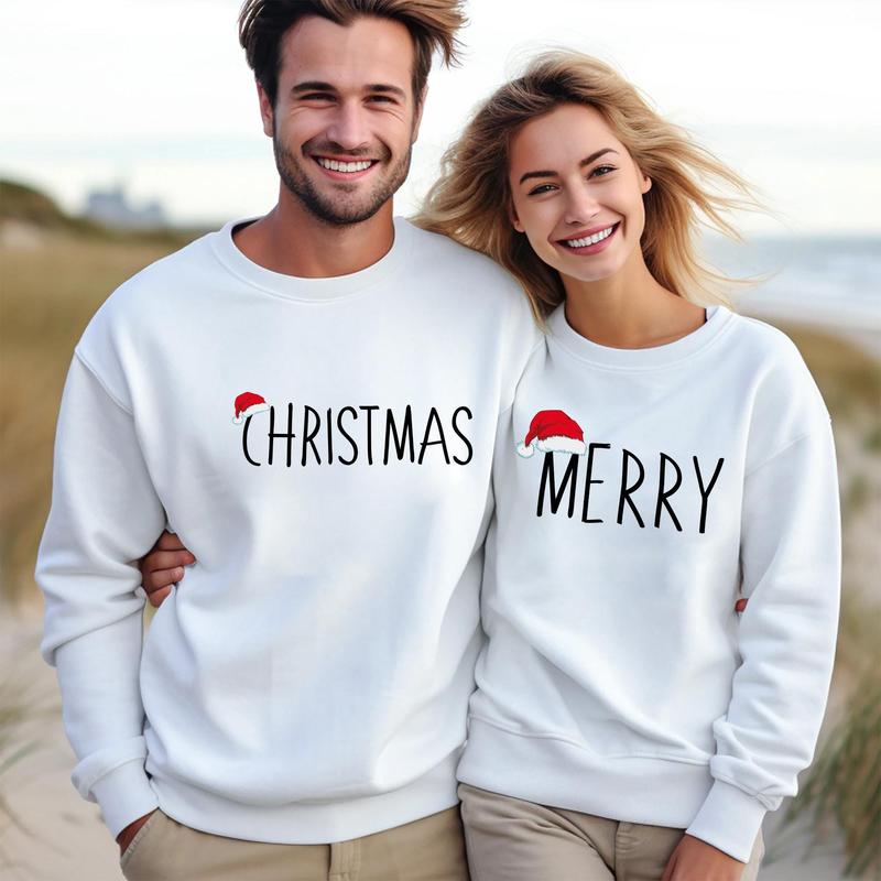 Matching Couple Christmas Sweatshirt - Merry Christmas Sweater, Cozy Hoodie for Couples, Perfect Holiday Gift