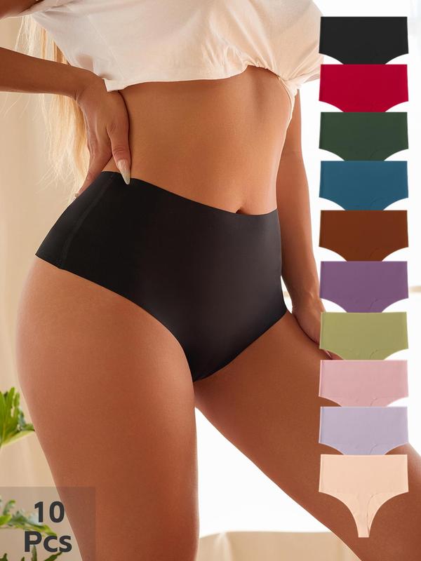 Women's Solid High Waist Thong, Casual Comfy Breathable Seamless Panty for Daily Wear, Ladies Underwear for All Seasons, Panties for Women, Underwear for Women, Summer Clothes for Women