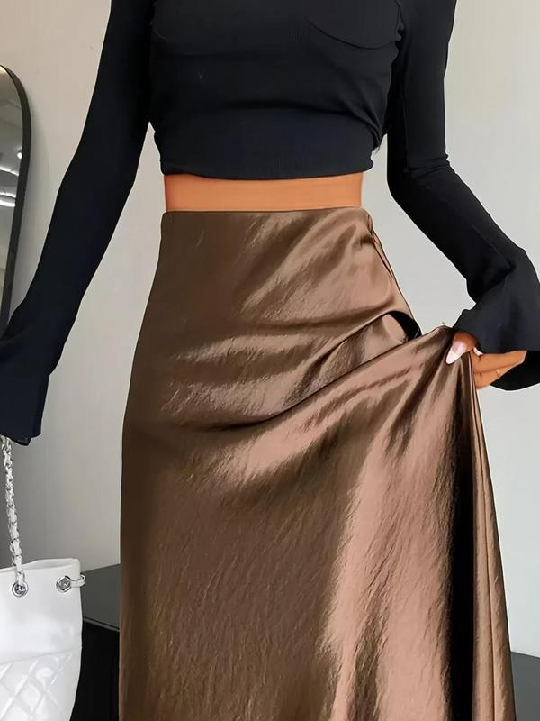 Women's Glitter A Line Skirt, Elegant Fashion Casual Long Skirt for Party Club Dating, Ladies Bottoms for All Seasons