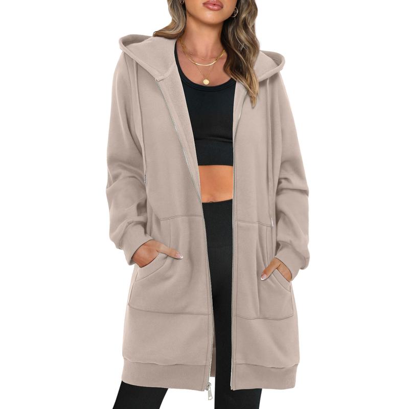 ONLYSHE Women's Zip Up Hoodies Oversized Fleece Long Sleeve Sweatshirts Casual Fall Jacket Coat with Pocket(S-3XL)