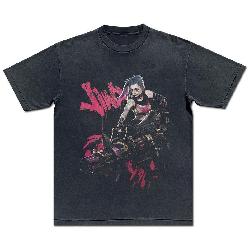 Arcane Shirt Jinx Gatting Gun T-shirt League Of Legend Sweatshirt Arcane Movie Hoodie Trending Tee Gift For Fans Men Women