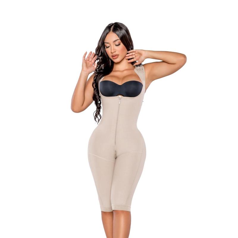 Fajas Women's Solid Shapewear Bodysuit Casual High Stretch Tummy Control Shapewear Sculpting Butt Lifter Mid Thigh Full Bodysuit Lady Basic Minimalist Underwear, Comfort Shapewear for Womenswear