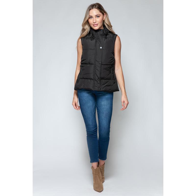 Snobbish Snap and Zip Closure Hooded Vest