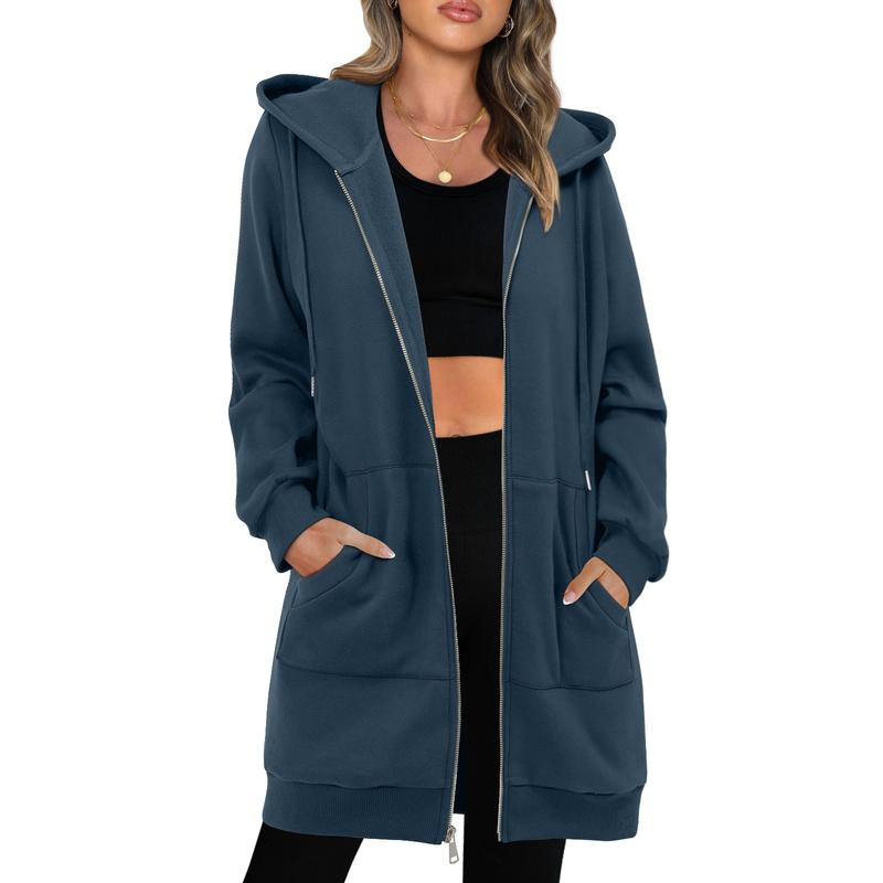 ONLYSHE Women's Zip Up Hoodies Oversized Fleece Long Sleeve Sweatshirts Casual Fall Jacket Coat with Pocket(S-3XL)