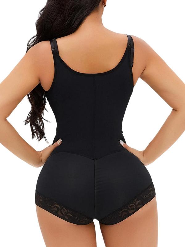 Women's Solid Zipper Hook & Eye Closure Crotch Shapewear Bodysuit, High Waist Open Bust Tummy Control Shaper, Ladies Shapewear for Daily Wear Sexy