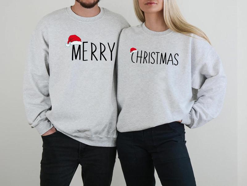 Matching Couple Christmas Sweatshirt - Merry Christmas Sweater, Cozy Hoodie for Couples, Perfect Holiday Gift