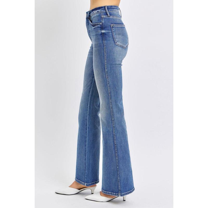 JUDY BLUE HI WAIST TUMMY CONTROL CONTRAST WASH FLARE JEANS