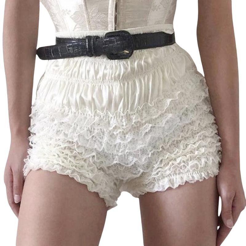 Women Summer Floral Lace Shorts Casual Ruffled Elastic Waist Short Pants for Beach Nightclub Streetwear Cotton Fashion