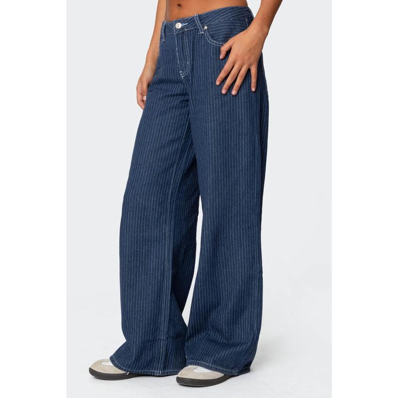 Pinstripe Low Rise Jeans