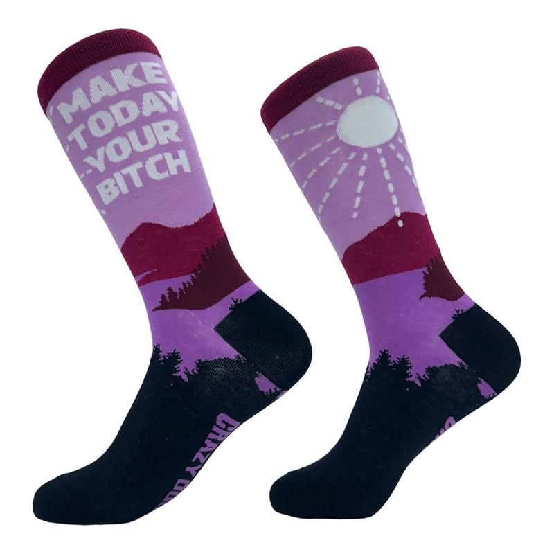 Women's Make Today Your Bitch Socks Funny Offensive Motivational Joke Footwear Funny Socks