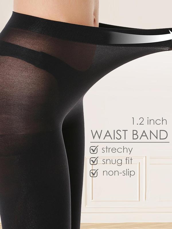 Women's 3 Pairs Solid High Waist Tights, Breathable Comfortable Sheer Pantyhose For Daily Wear, Ladies Casual Comfy Pantyhose For Spring & Fall