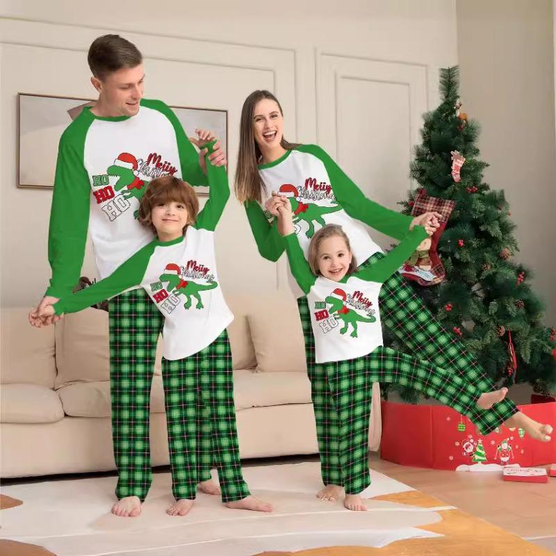 39-HS5555 Cartoon Printed Christmas Parent-Child Clothing Fashion Casual Holiday Pajamas