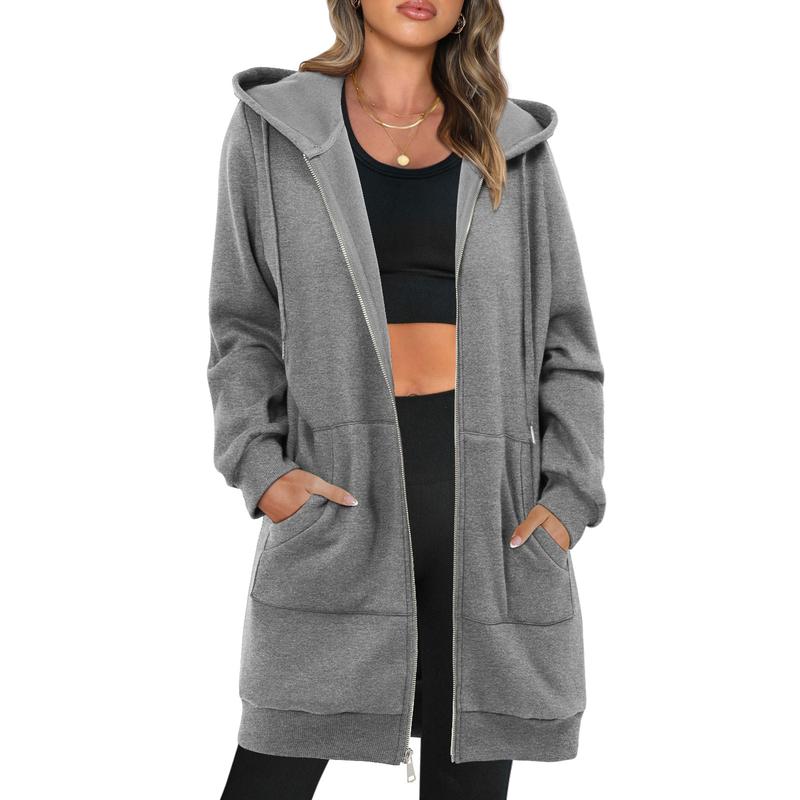 ONLYSHE Women's Zip Up Hoodies Oversized Fleece Long Sleeve Sweatshirts Casual Fall Jacket Coat with Pocket(S-3XL)