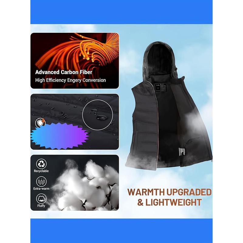 Women's Heated Hooded Vest-7.4V 16000mah Battery Pack, Detachable Heated Hooded, Lightweight Slim-Fit Women's Heated Vest