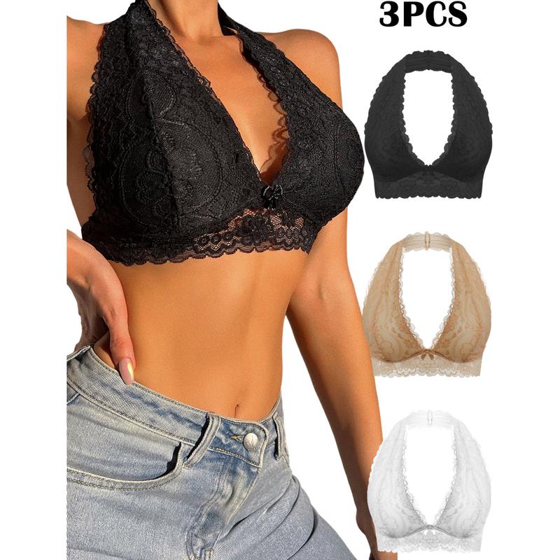 [Christmas Deals] Women's Solid Lace Wireless Push Up Bra, Casual Comfy Lingerie for Daily Wear, Women's Underwear for All Seasons