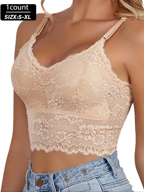 Women's Solid Color Lace Bralette, Breathable Comfortable Wireless Bra, Women's Lingerie for All Seasons