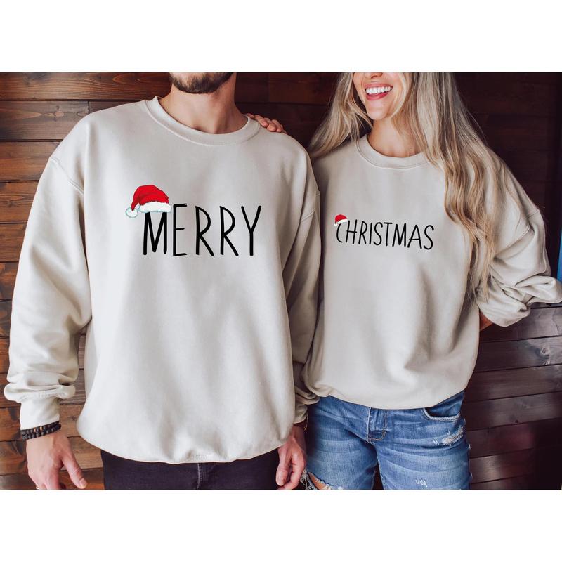 Matching Couple Christmas Sweatshirt - Merry Christmas Sweater, Cozy Hoodie for Couples, Perfect Holiday Gift