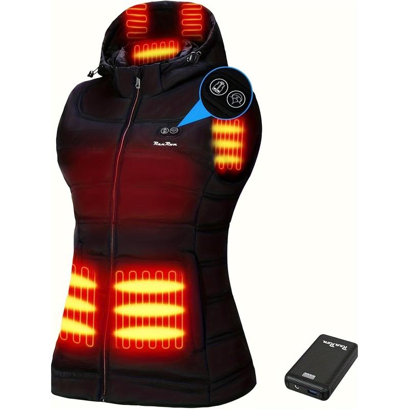 Women's Heated Hooded Vest-7.4V 16000mah Battery Pack, Detachable Heated Hooded, Lightweight Slim-Fit Women's Heated Vest