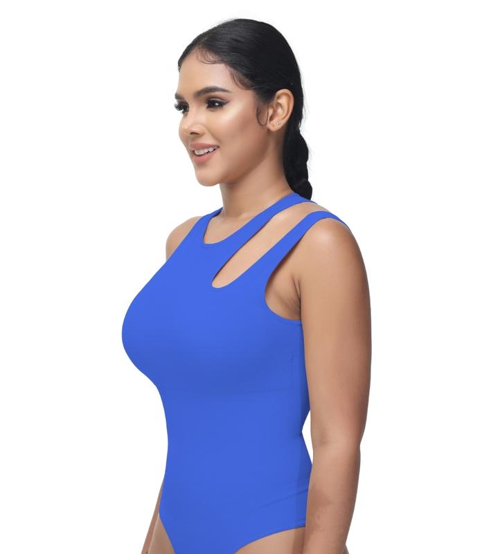 Soo slick Shapewear Bodysuit for Women Tummy Control Tops Cutout Sleeveless Bodysuit Thong Sculpting with Removable Padding Fabric Womenswear Comfortable Compression Seamless Lady Comfort Round Neck Style Minimalist Stretchy Basic Crewneck viral shapewear