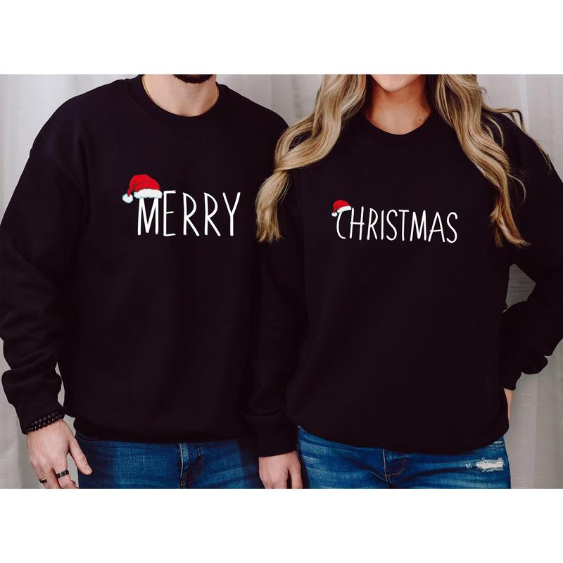 Matching Couple Christmas Sweatshirt - Merry Christmas Sweater, Cozy Hoodie for Couples, Perfect Holiday Gift