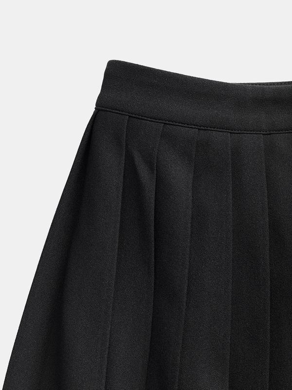 YOZY Solid Zipper Pleated Skirt  Casual Fashionable Short Skirt for Daily Wear, 2024 Women's Daily Wear for All Seasons