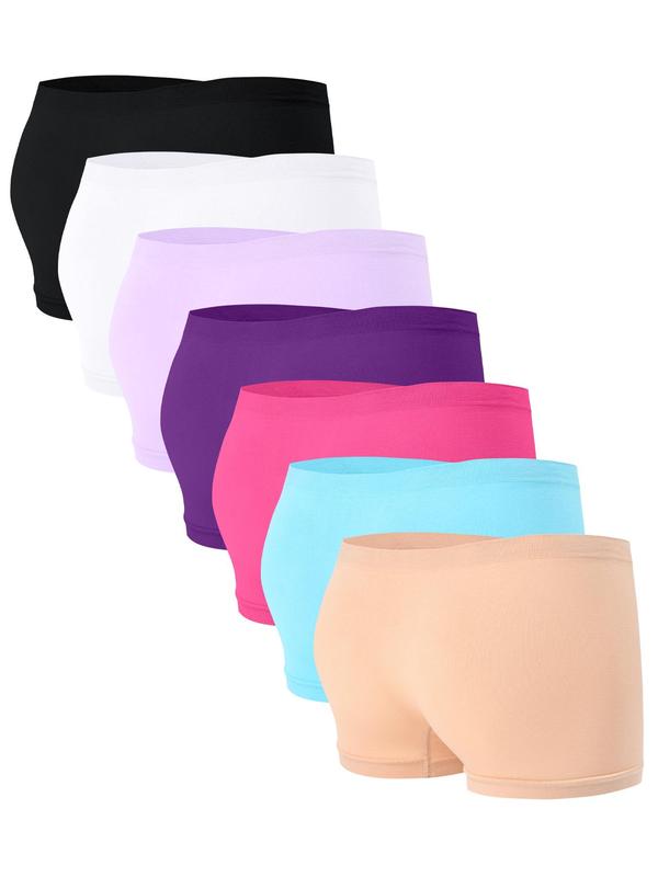 LGBTQ+ Women's 7pcs Solid Safety Anti-exposure Seamless Knicker, Comfy Breathable Panties for Daily Wear, Ladies Underwear for All Seasons