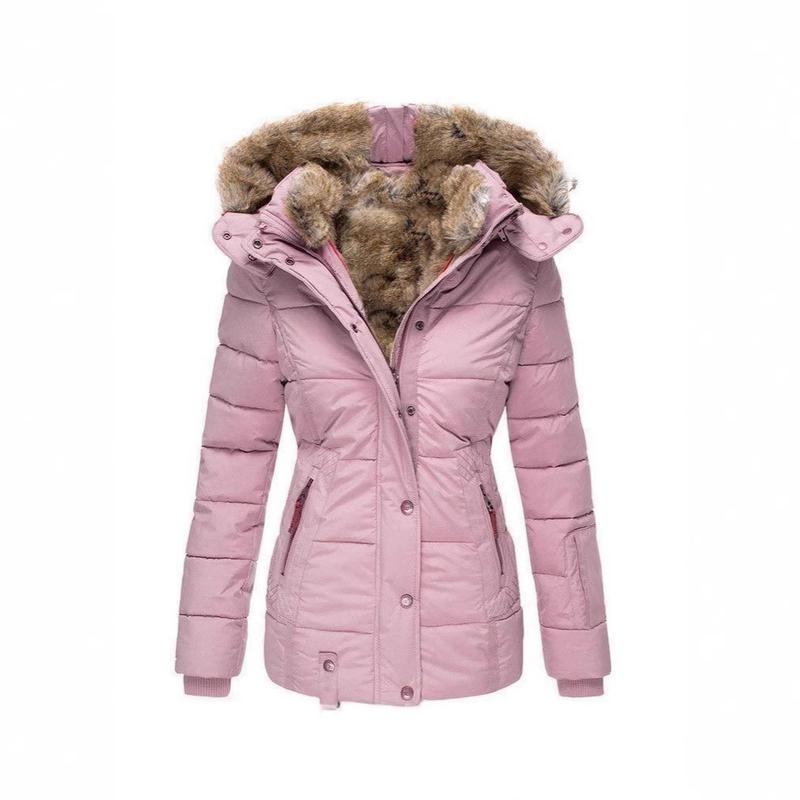 2024 Winter Warm Fur Collar Cotton Clothes Women's Long-Sleeve Zipper Slim-Fitting Cotton-Padded Jacket Coat Hooded Coat Womenswear Tops