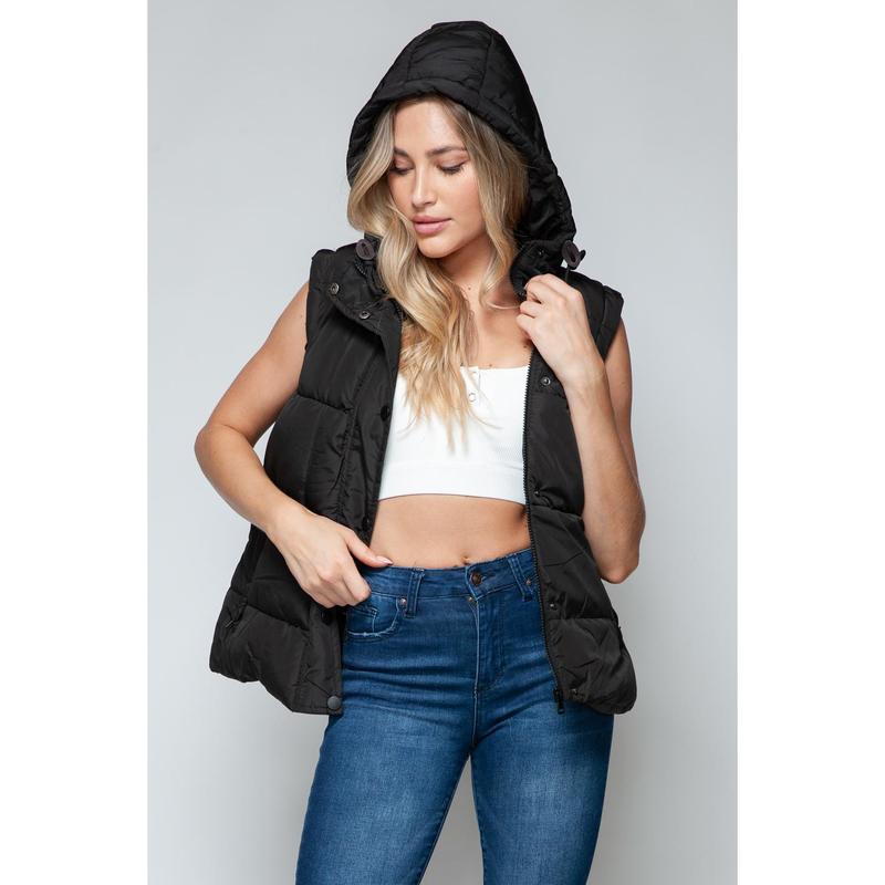 Snobbish Snap and Zip Closure Hooded Vest