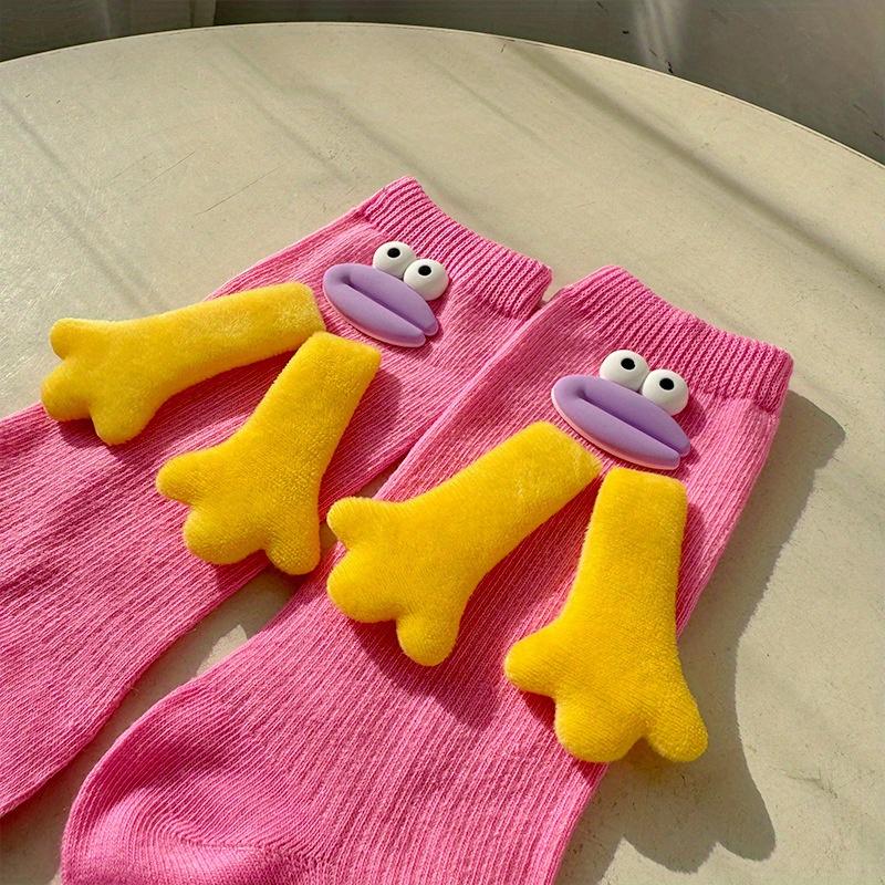 5 Double Holding Hands Colorful Socks Sausage Mouth Big Hands Cute Mid-Calf Socks Womenswear Women